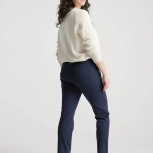 Quince BLUE Ultra Stretch Ponte Pintuck Straight Leg Pants Petite XL